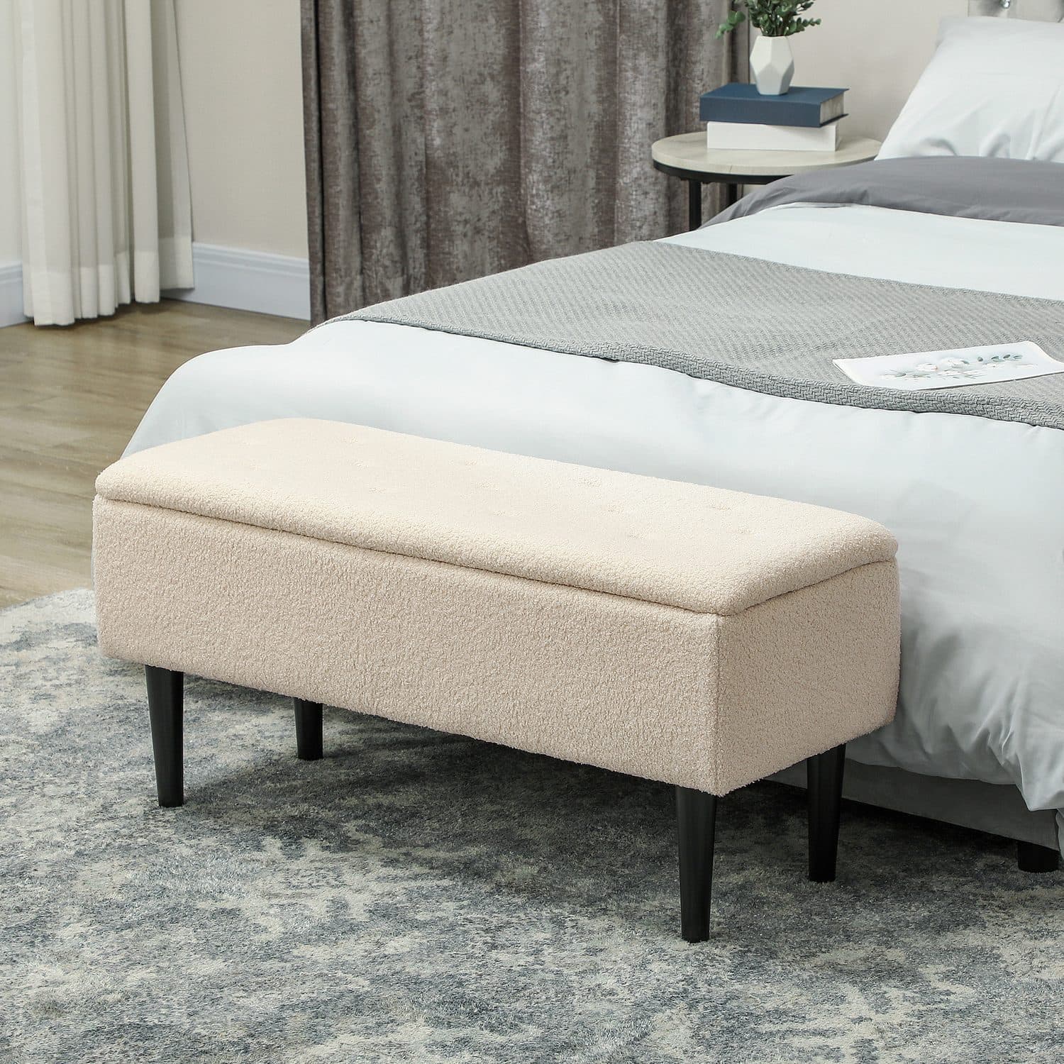 Cream Teddy Fleece Storage Ottoman - image 3