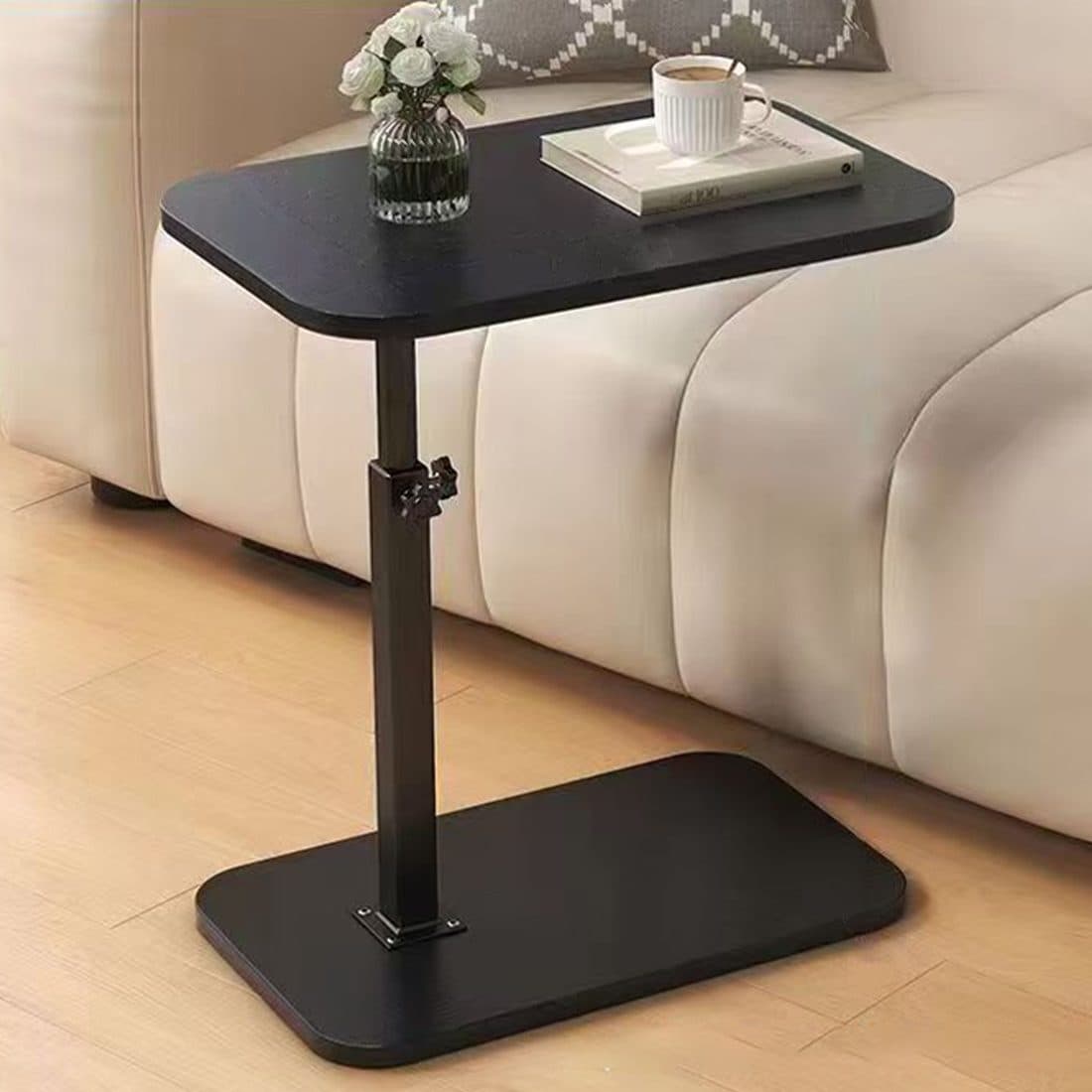 Black Rotating C-Shaped End Table for Sofa and Bedroom - image 4