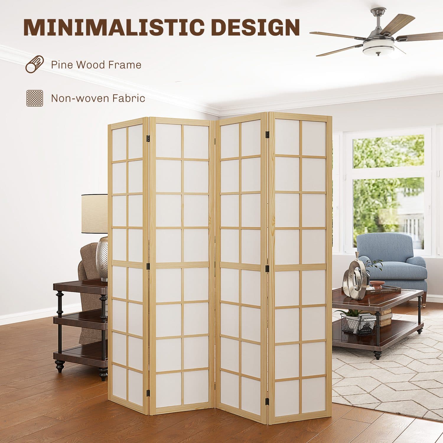 4-Panel Pine Room Divider - image 2