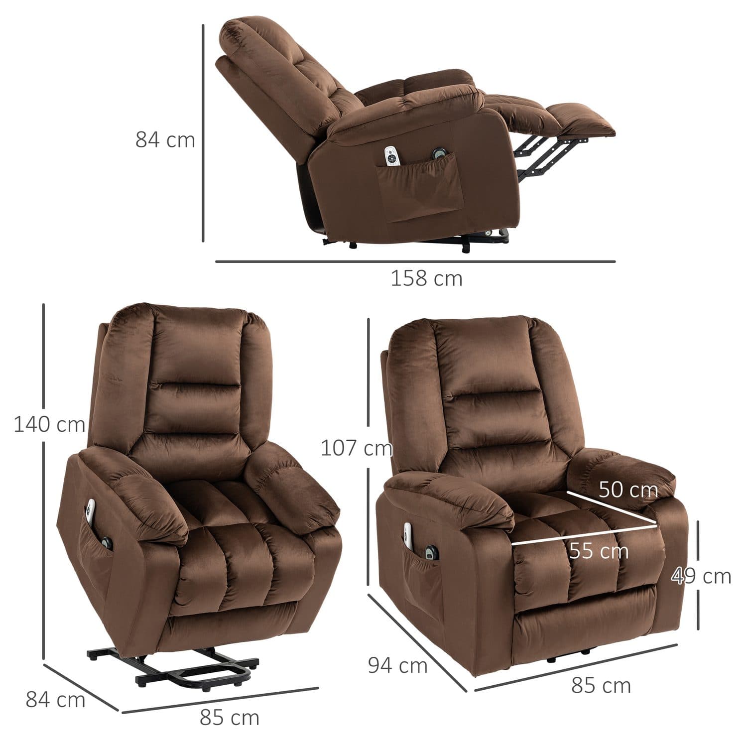 Brown Heated Massage Riser Recliner - image 1