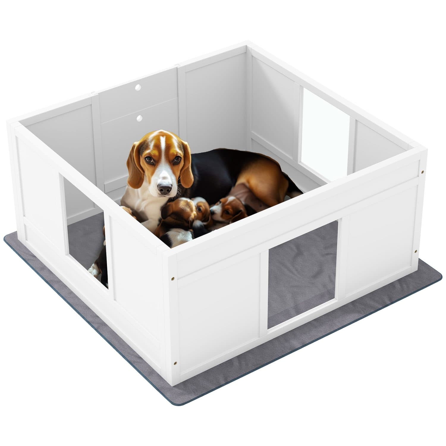Whelping Box with Pad for Medium Dogs