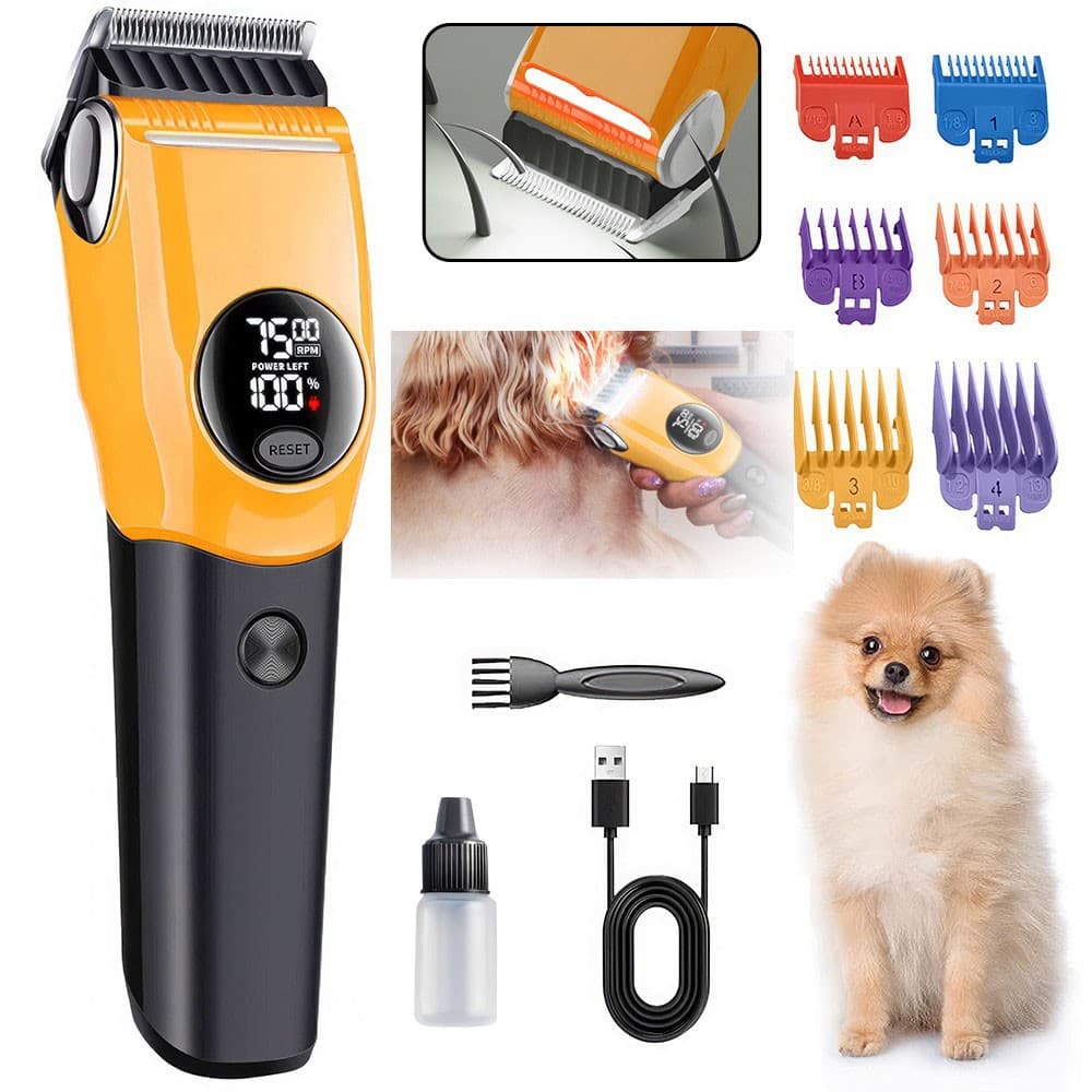 Cordless Pet Grooming Clippers with LED Light and 3-Speed Control - image 9