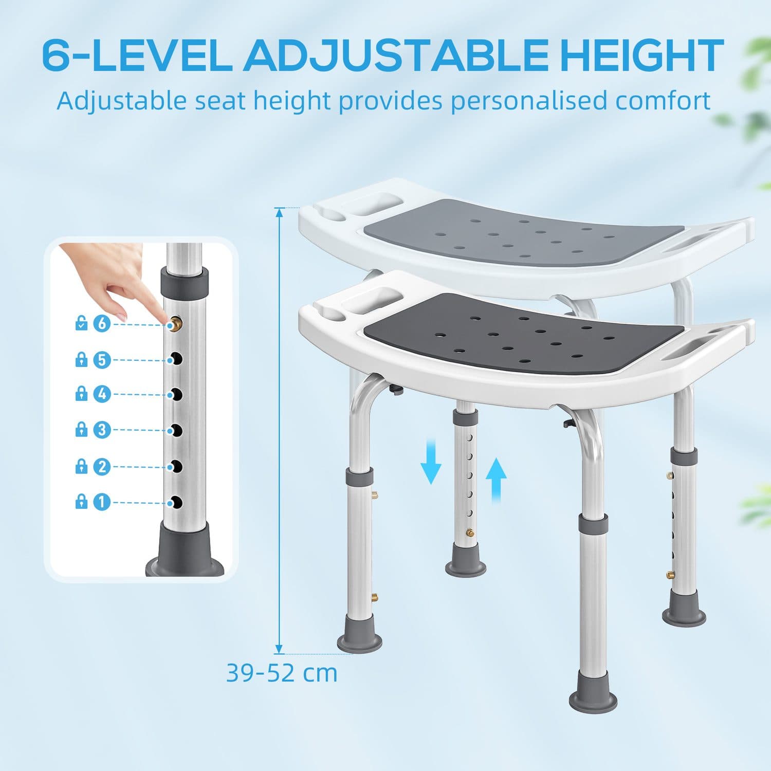 Adjustable Aluminium Shower Chair for Safe, Comfortable Bathing - image 1