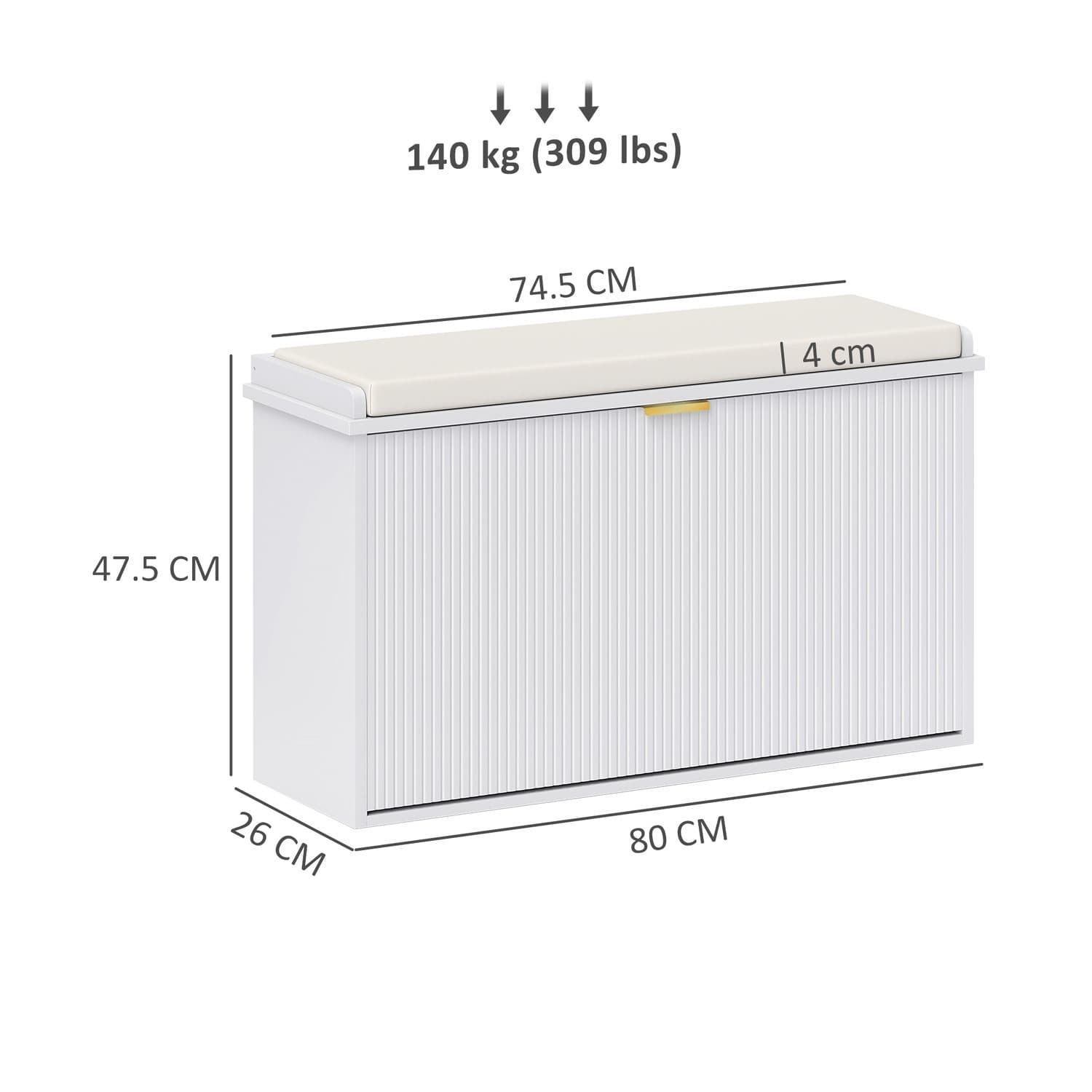 White Cushioned Shoe Bench - image 1