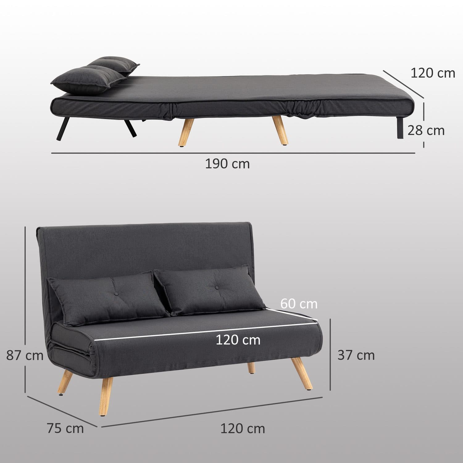 Charcoal Grey Sofa Bed - image 3