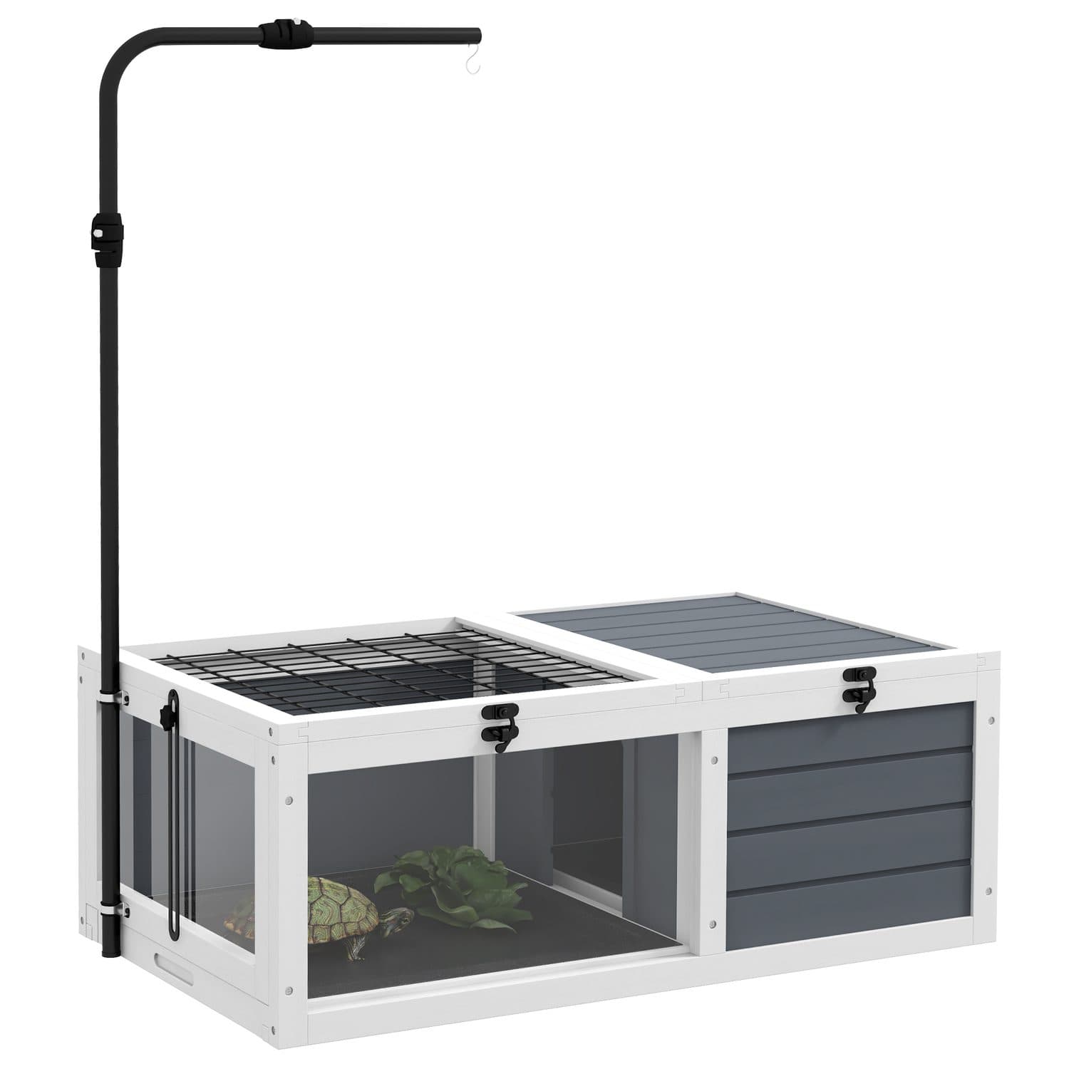 PawHut Two-Room Tortoise Table, Grey