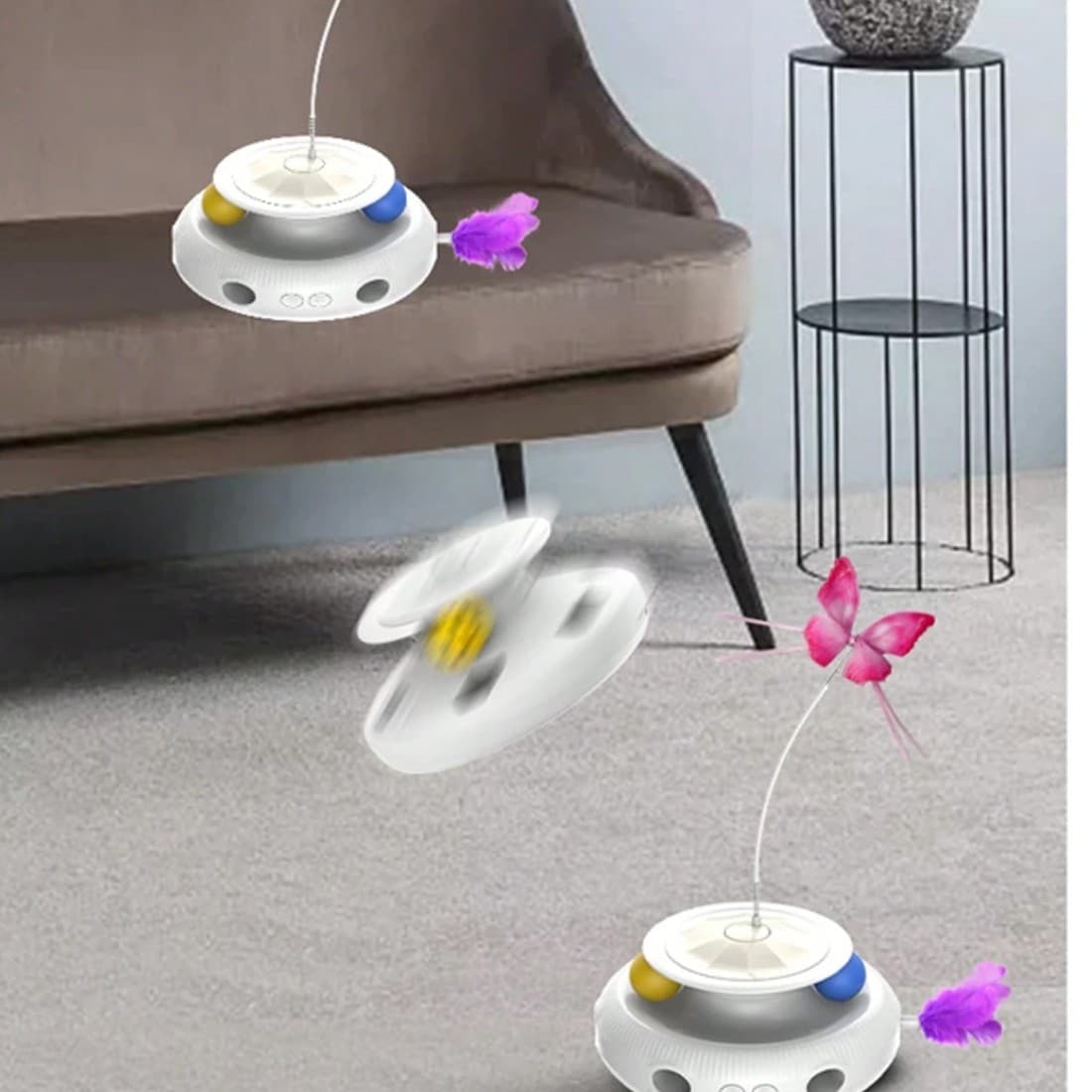 Rechargeable Interactive Cat Toy with 360° Rotating Feather - image 1