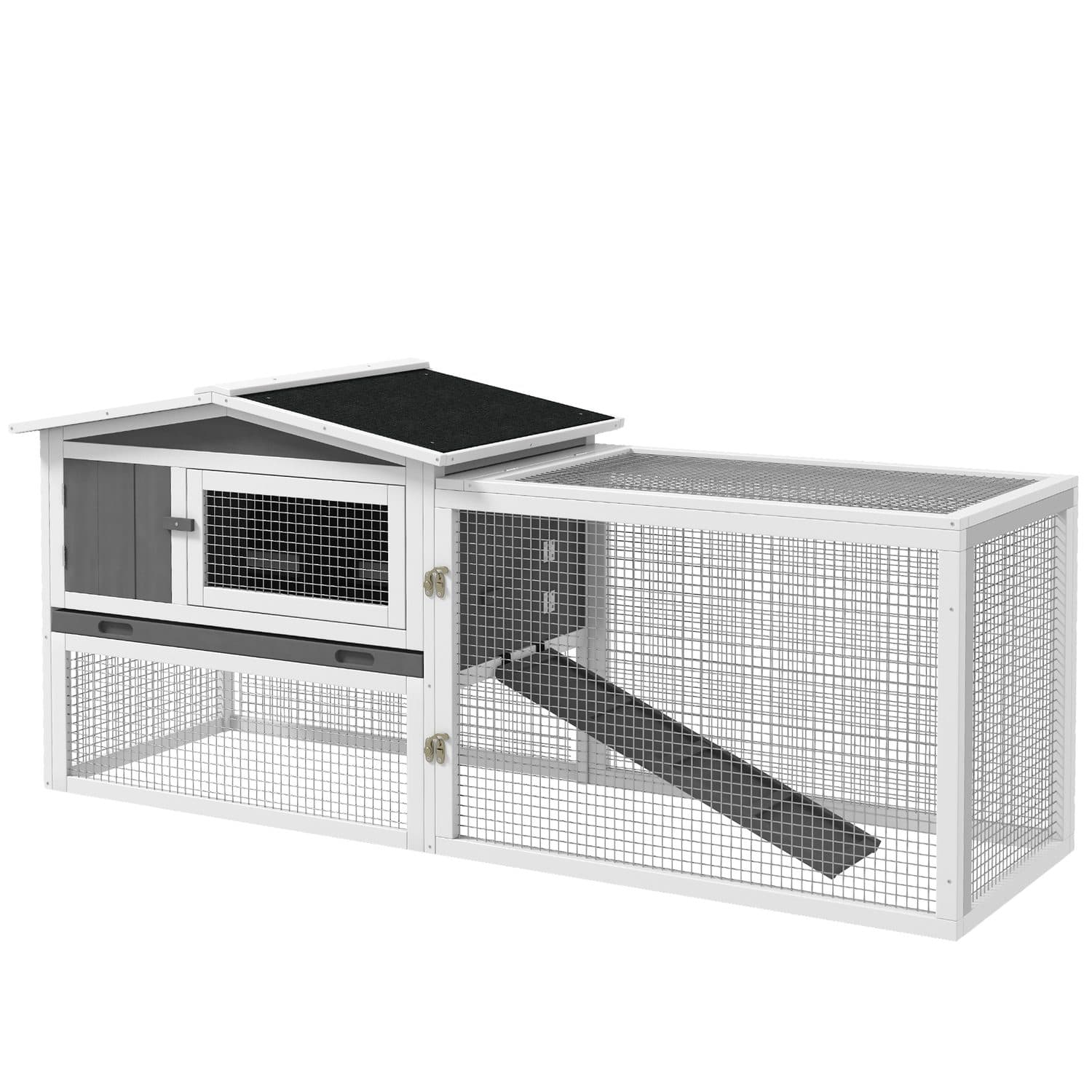 Wooden Rabbit Hutch with Outdoor Run