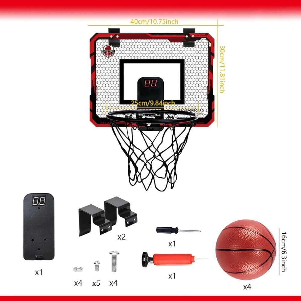 Kids’ Over-Door Basketball Hoop with Electronic LED Scoreboard - image 9