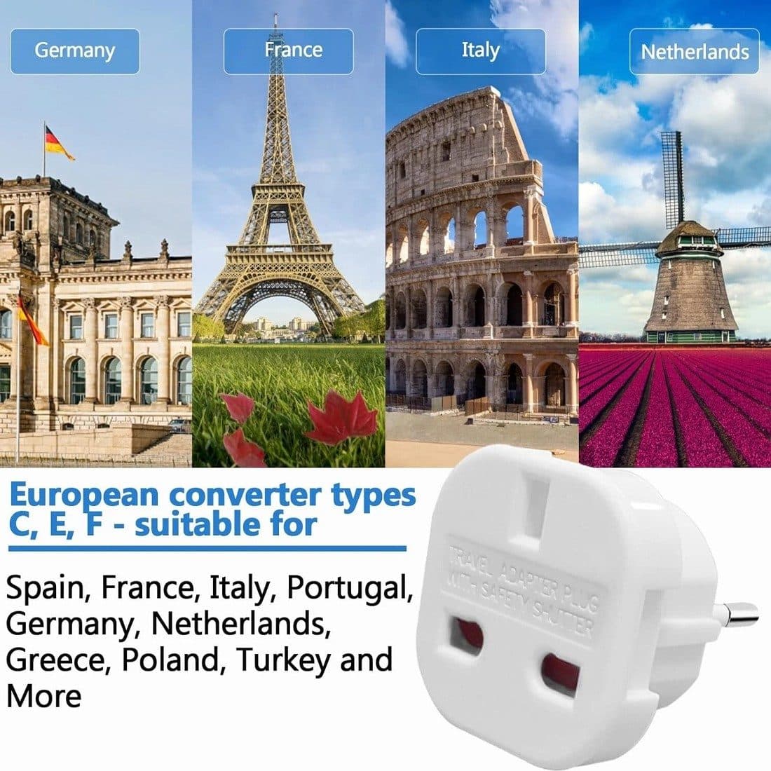 White UK to EU Travel Adaptors for Family Trips - image 7
