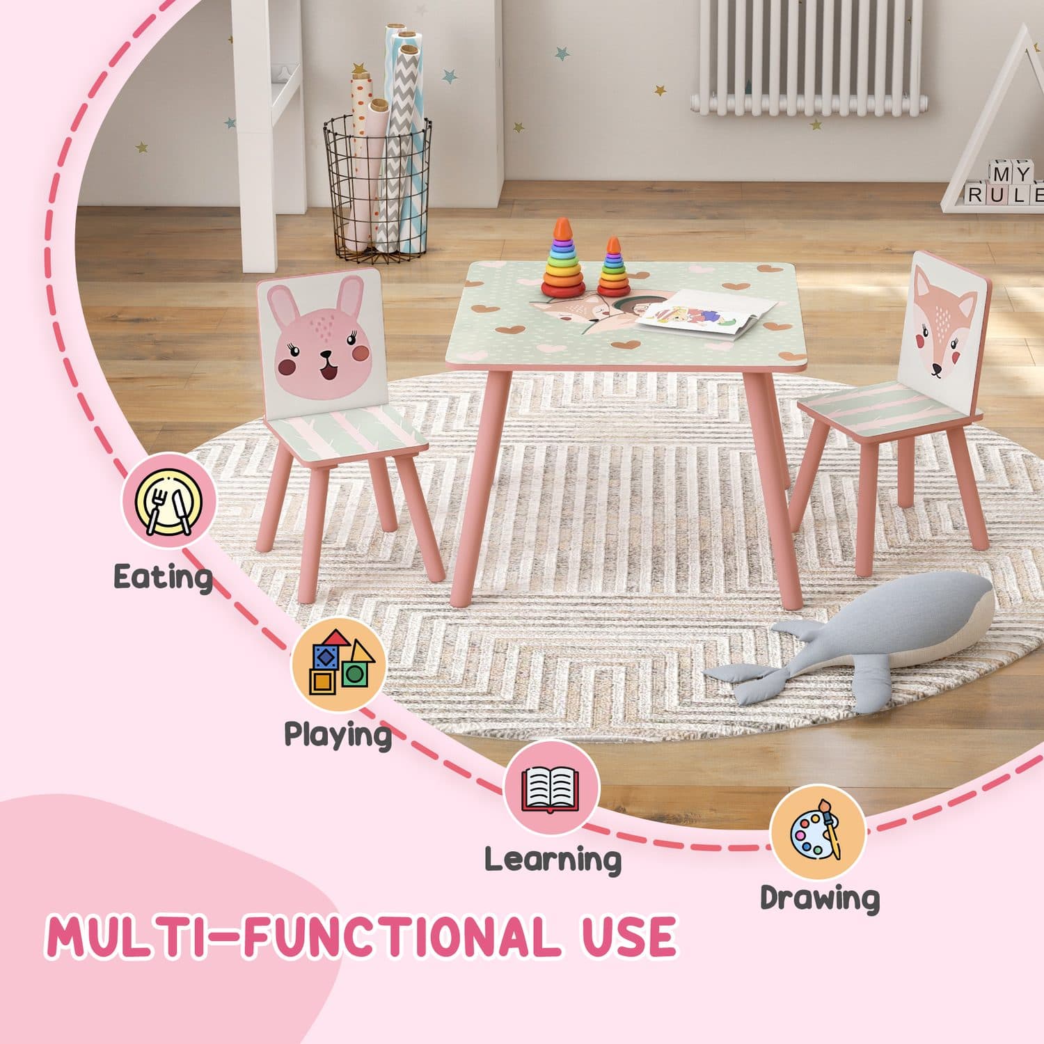ZONEKIZ Pink Table & Chairs - image 2