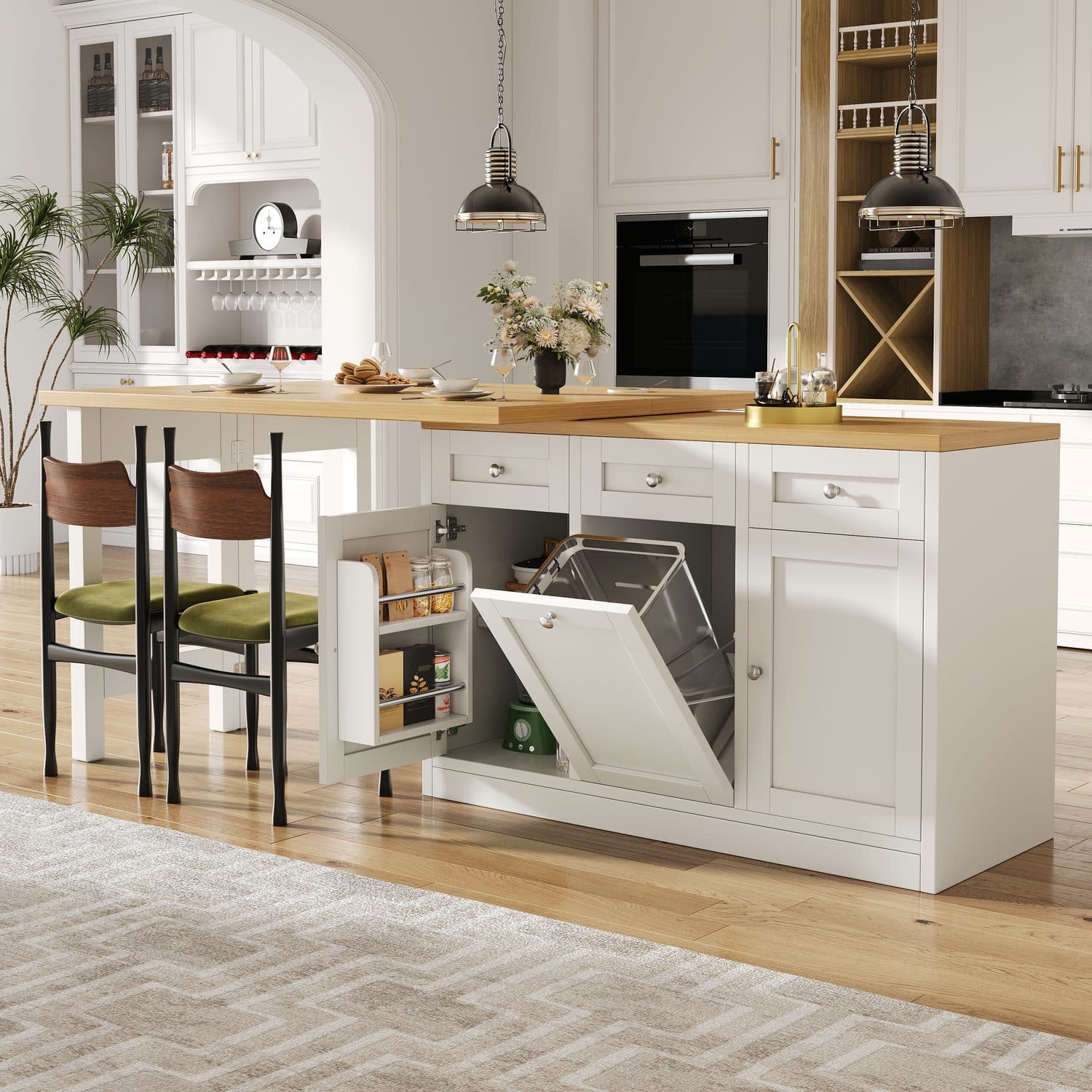 Space-Saving Extendable White Bar Table with Storage - image 2