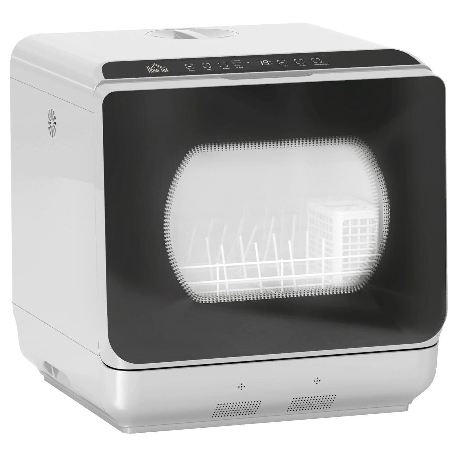 Compact Tabletop Dishwasher with Built-In 6L Tank - Silver