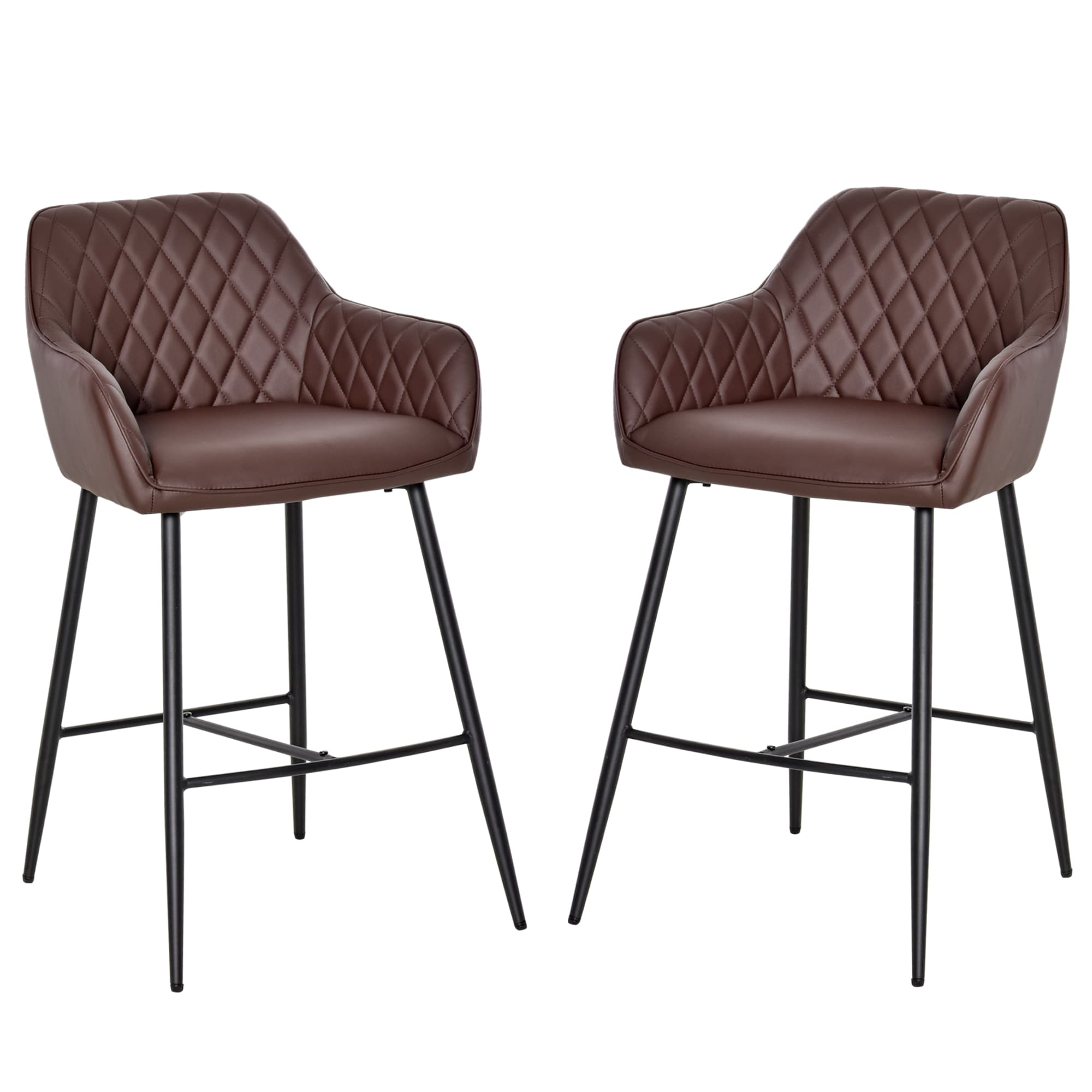 Retro Brown Faux Leather Bar Stools