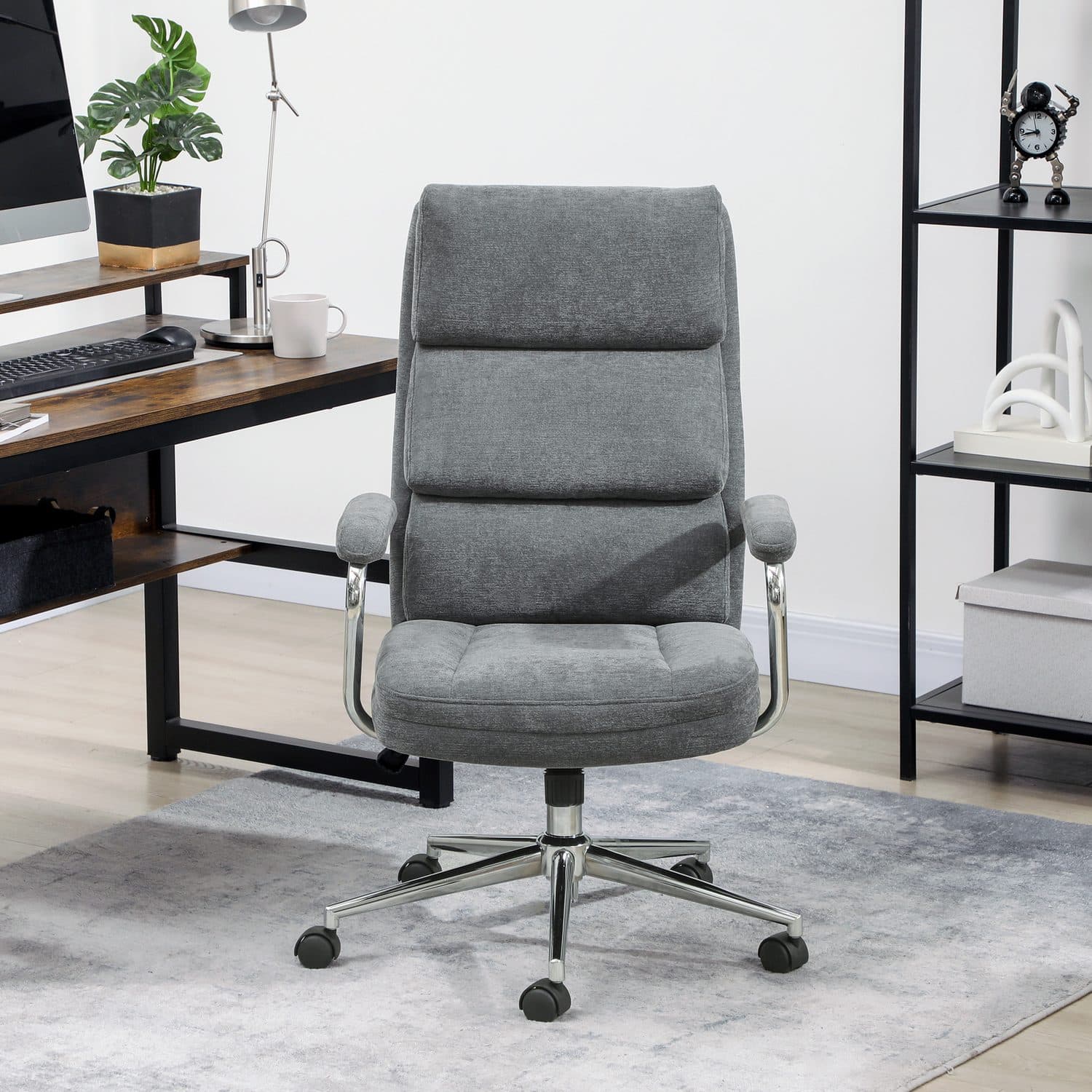Charcoal Grey Linen Executive Chair for Effortless Support - image 1