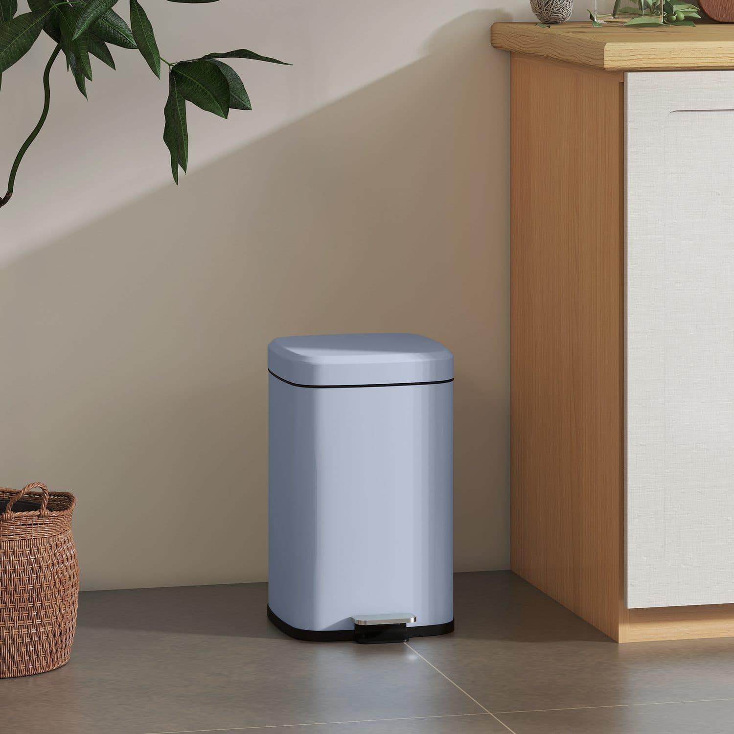 20L Metal Pedal Bin With Soft-Close Lid, Light Blue - image 3