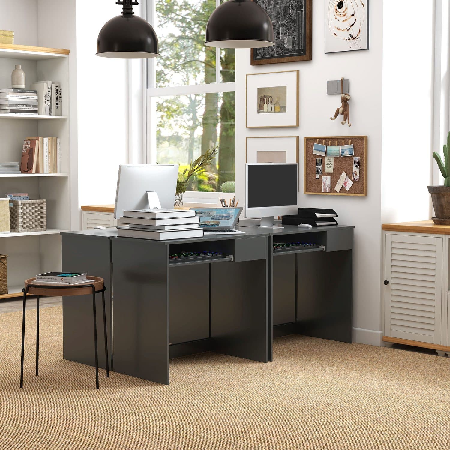 Space-Saving Grey Computer Desk for Your Home Office - image 3