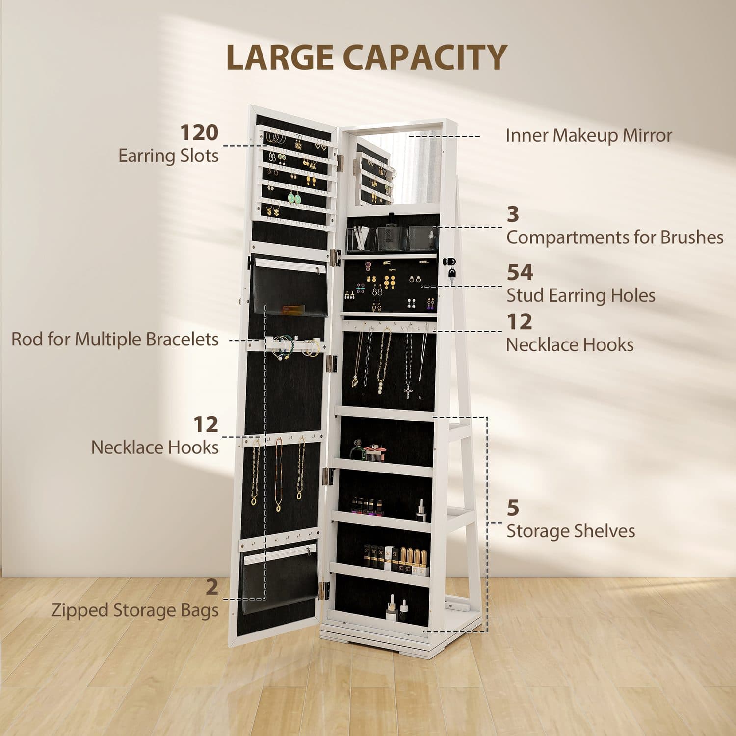 360° Swivel Jewellery Cabinet - image 4