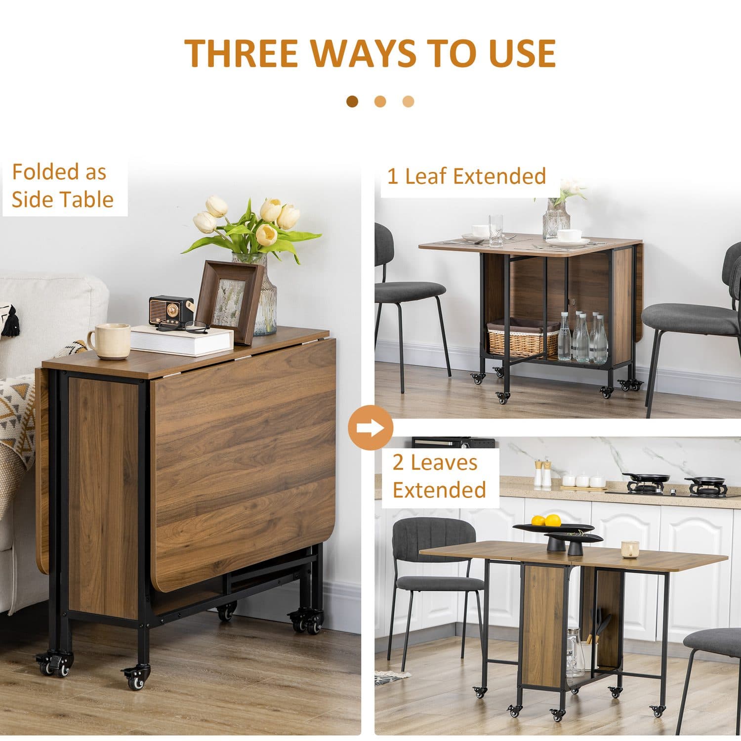 Space-Saving 6-Seater Drop Leaf Dining Table - image 5