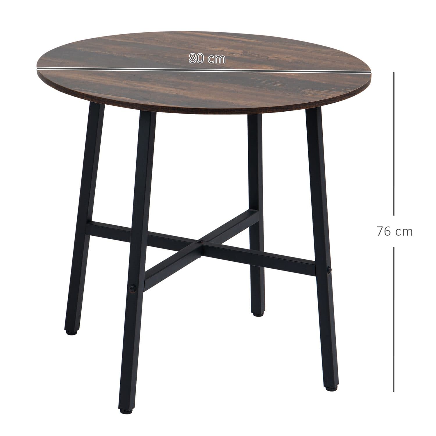 Rustic Brown Round Dining Table with Industrial Steel Legs - image 1