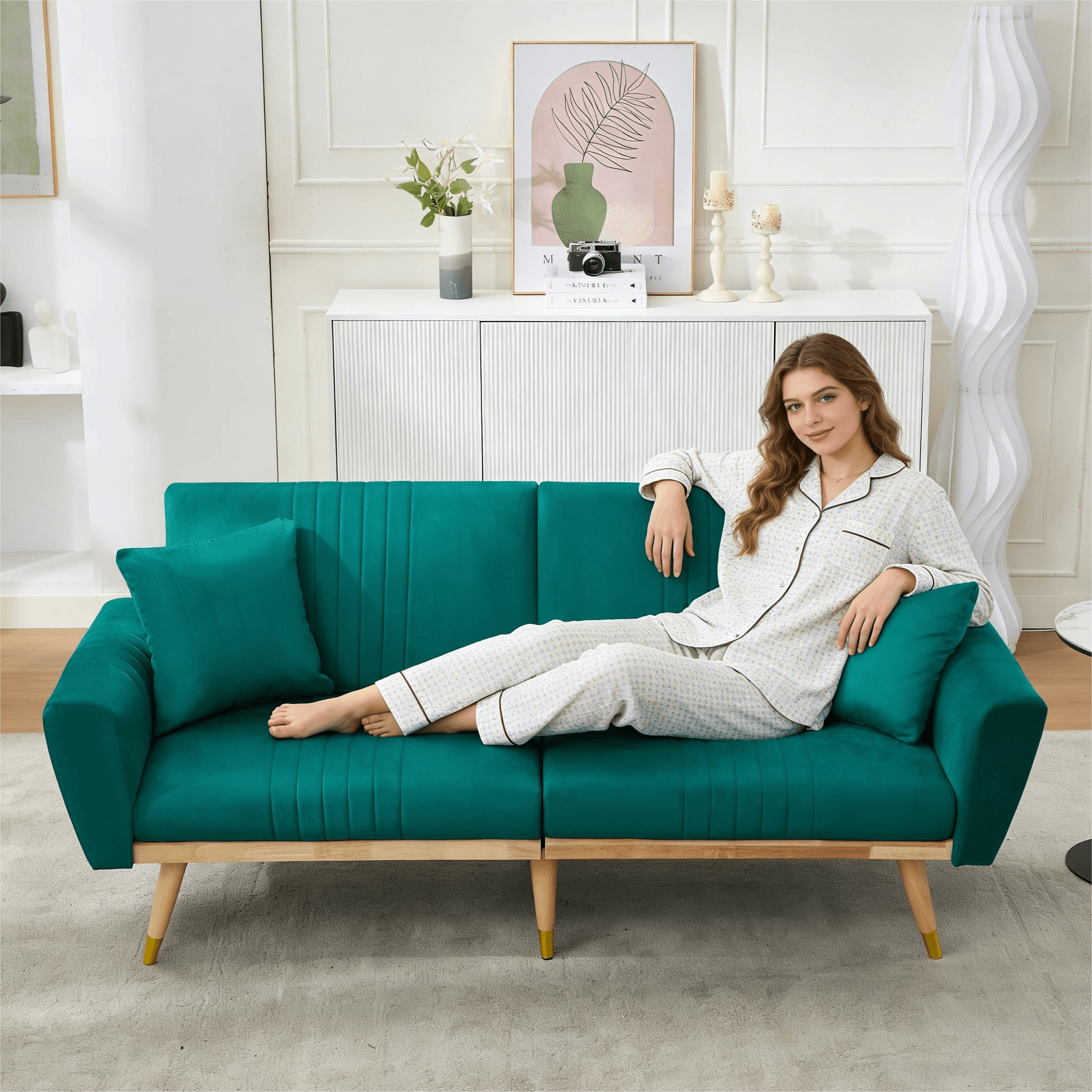 Green Fleece Sofa Bed