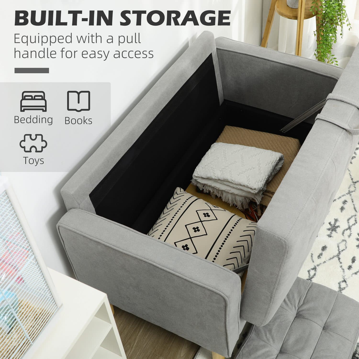 Light Grey 2 Seater Sofa with Clever Hidden Storage - image 5