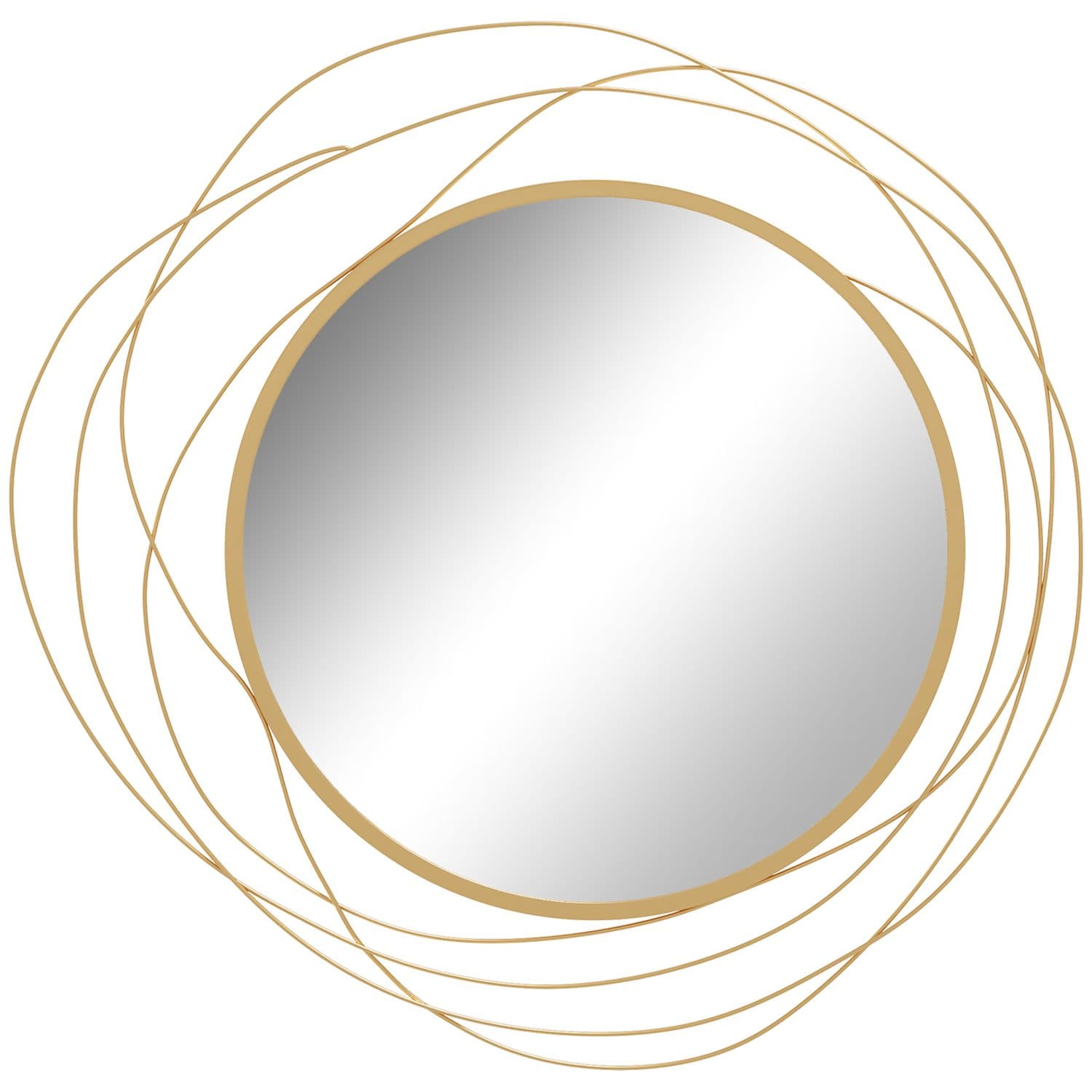 Gold abstract metal wire wall mirror - Gold Tone