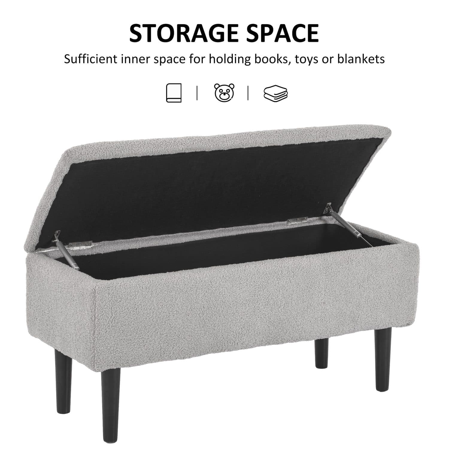 Grey 57L Storage Ottoman Bench - image 2