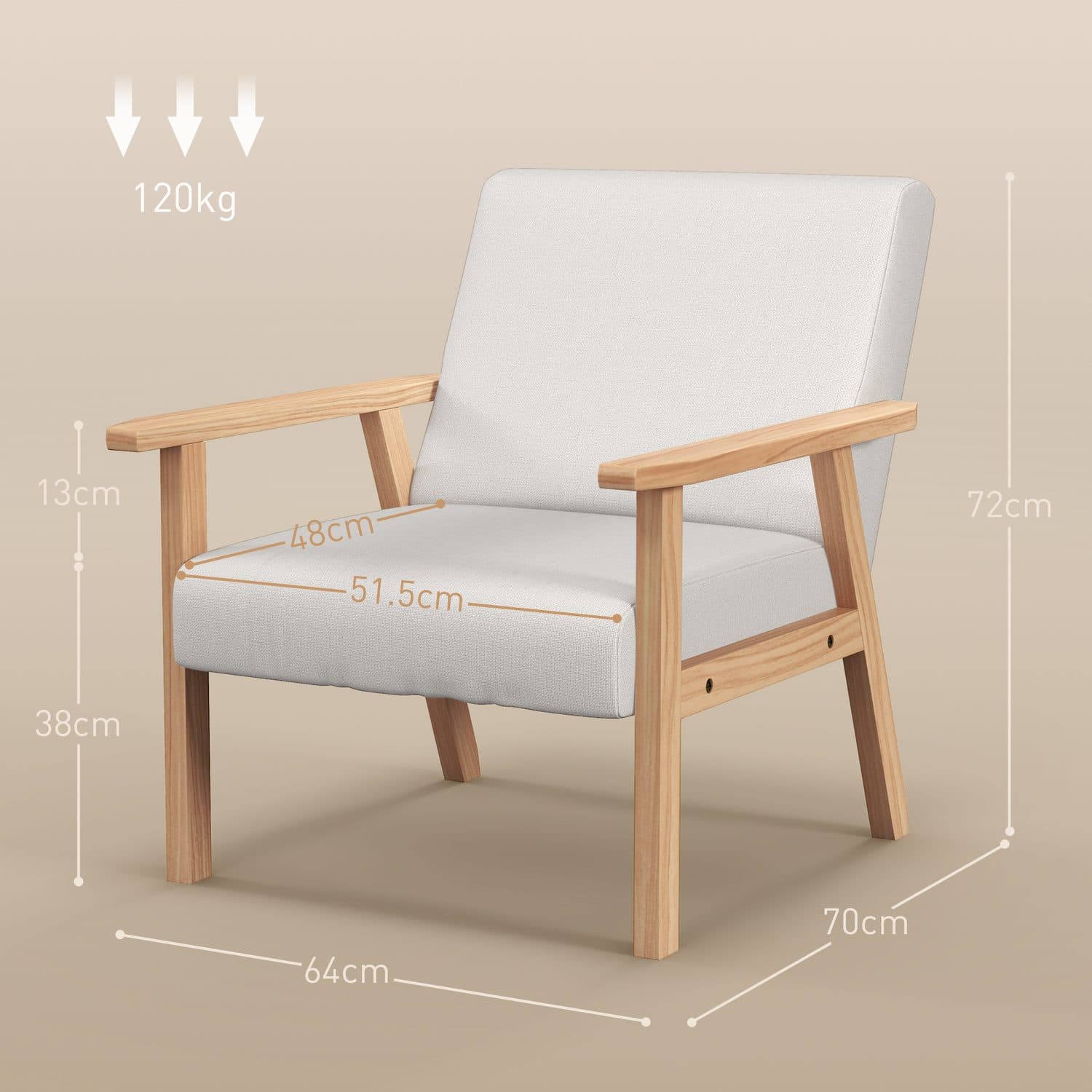 Cream Linen Accent Chair - image 5