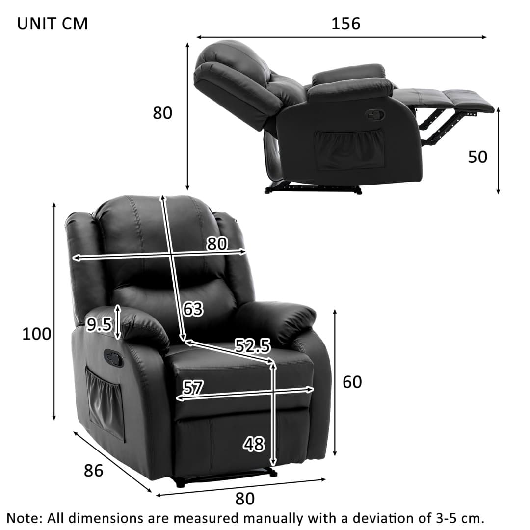 Adjustable Recliner Armchair in Black PU Leather - image 4