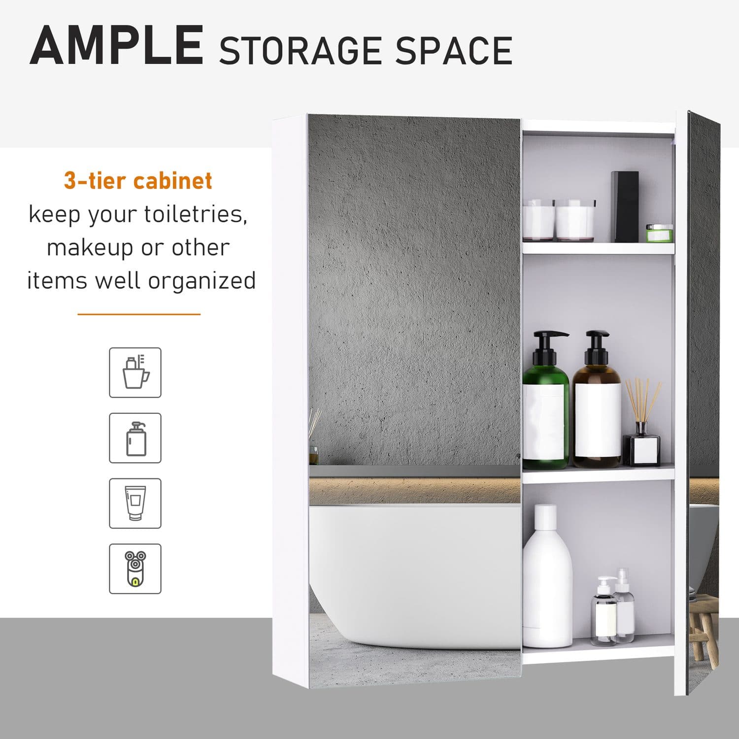 White Double Mirror Cabinet - image 2