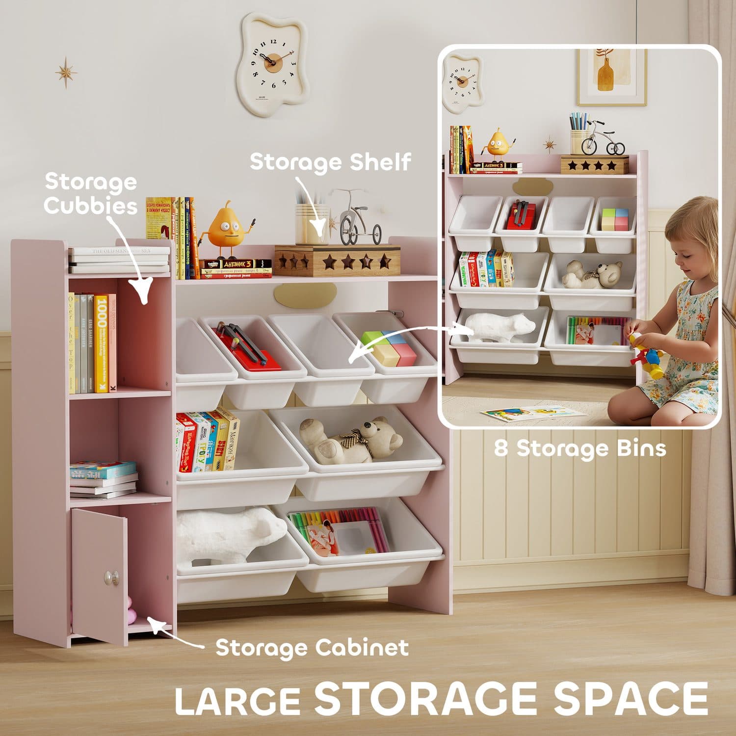 Pink Toy Storage Unit & Bins - image 1