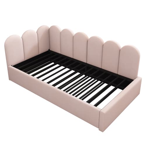 Upholstered Daybed in Pink Velvet with Pull-Out Guest Bed - image 5