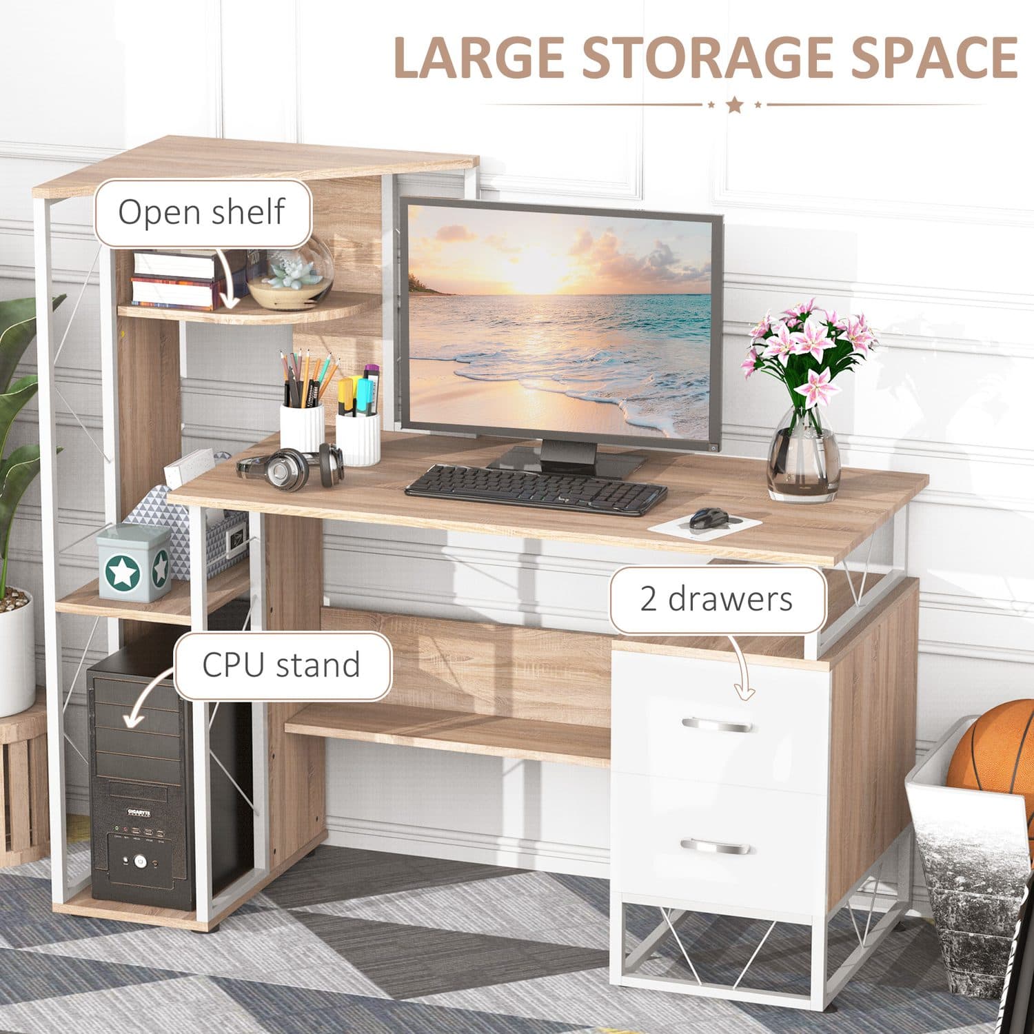 Oak Desk & Bookshelf - image 3