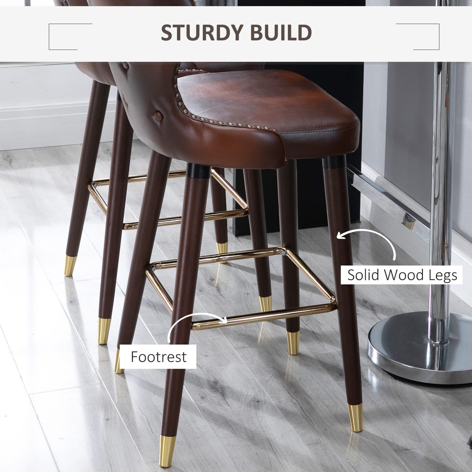 Brown Leather Bar Stools - image 4