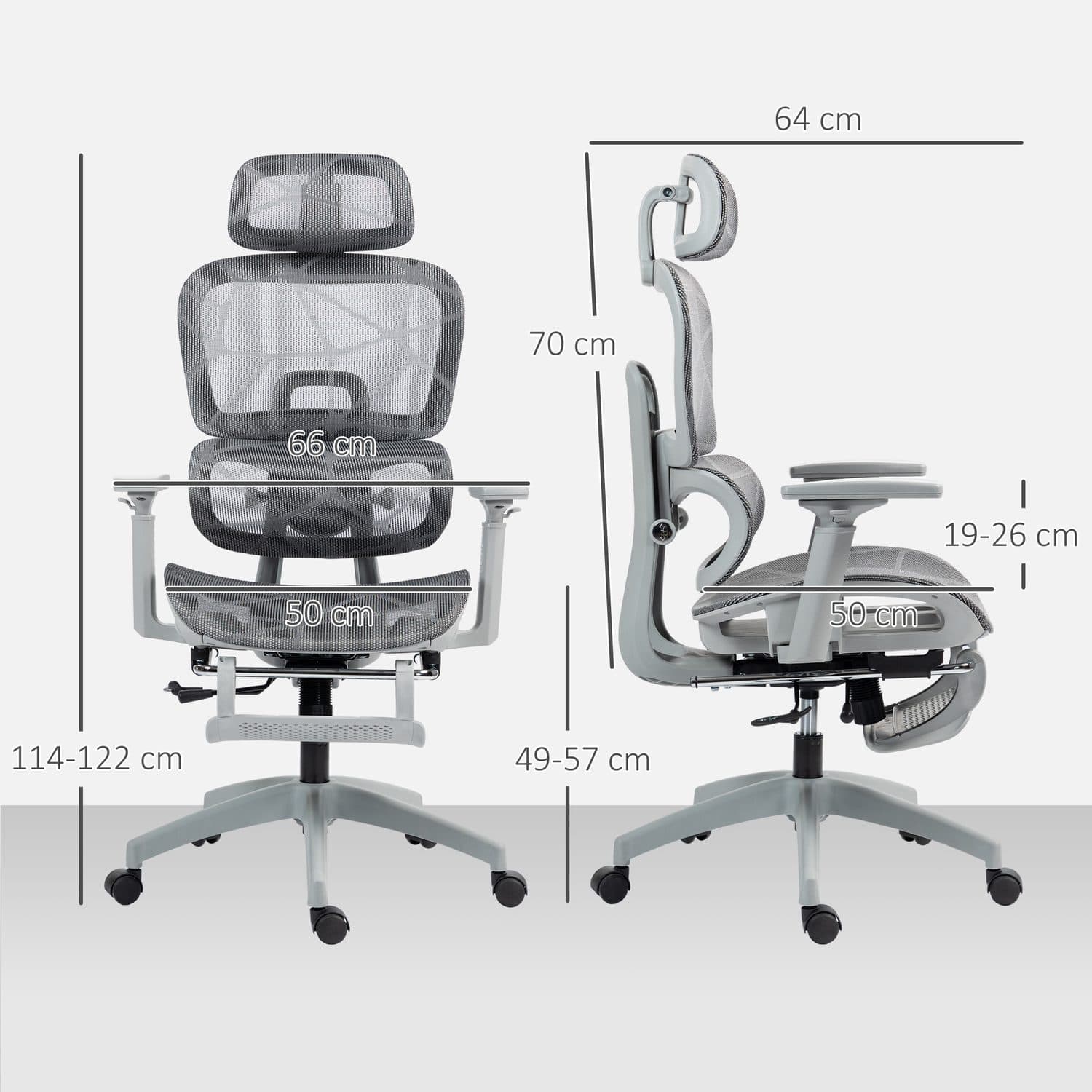 Multi-Adjustable Grey Mesh Office Chair - image 4