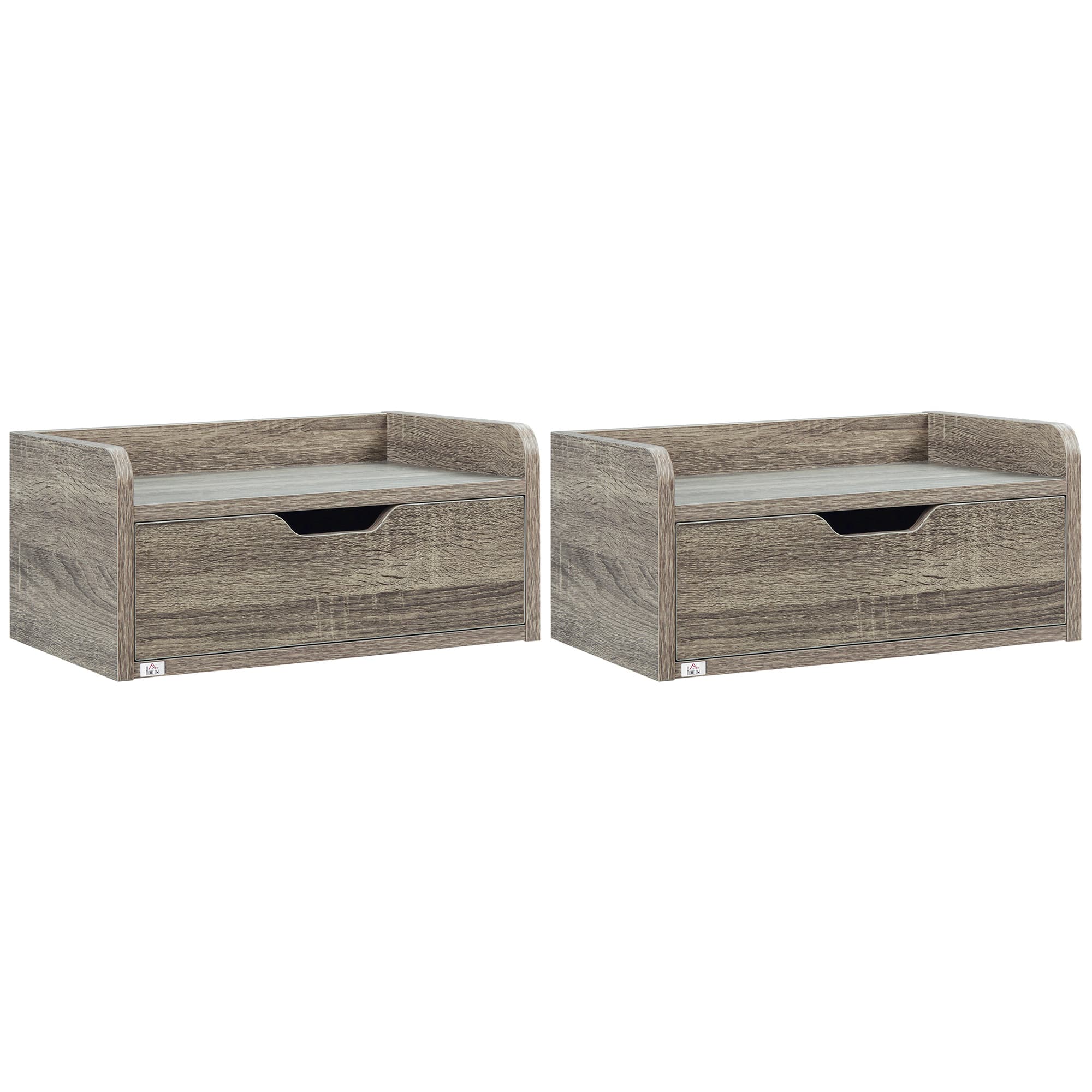 Grey Wall Mounted Bedside Tables, Set of 2