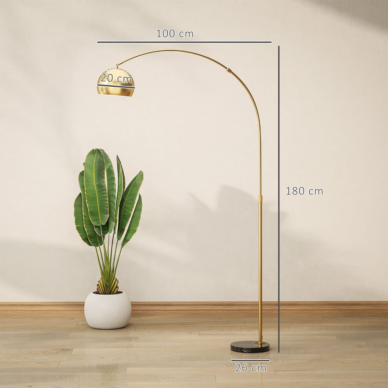 180cm Gold Arc Floor Lamp - image 2