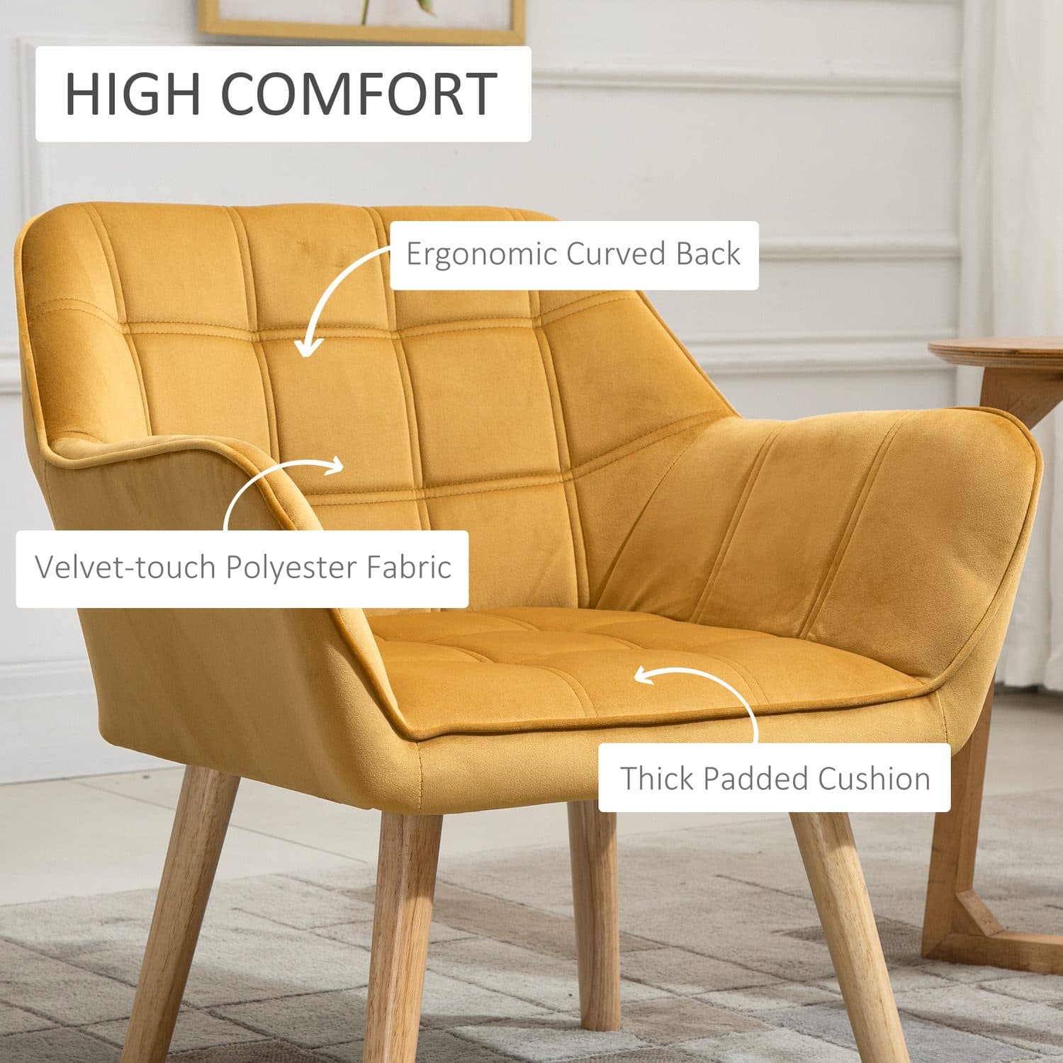 Yellow Velvet Accent Chairs - image 4
