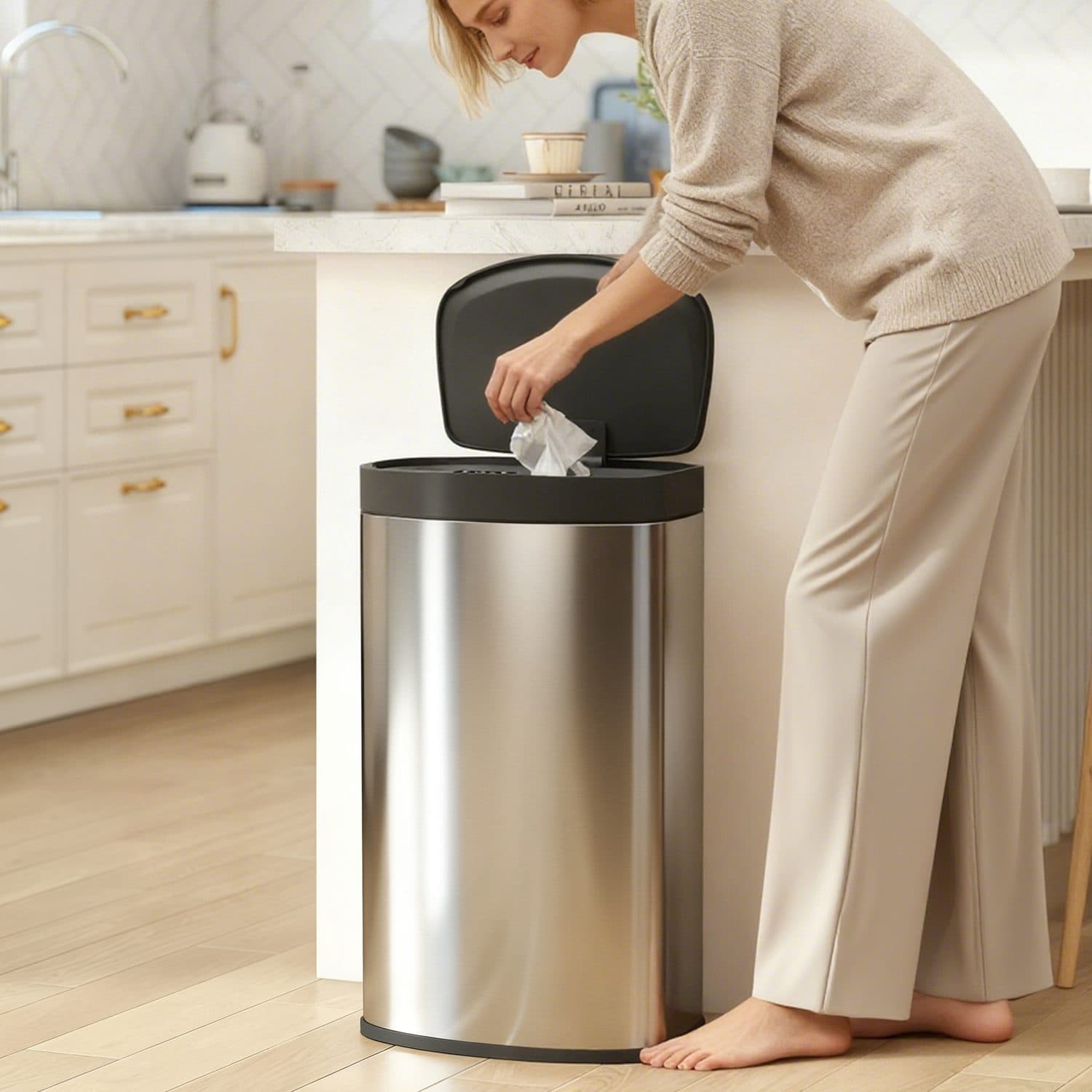 Hands-Free 55L Kitchen Bin — Wave to Open, Closes Silently - image 5
