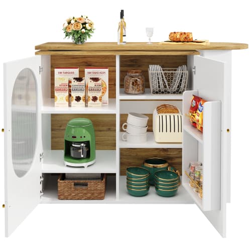 360° Rotating Bar Table with Storage, White - image 7