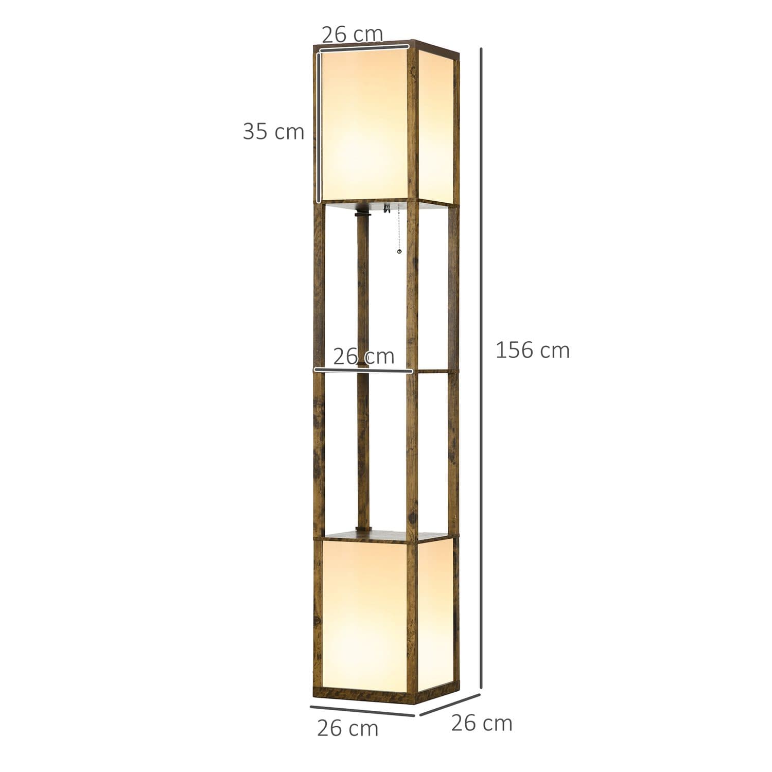 Shelf Floor Lamp with Top and Bottom Lighting, Brown - image 2