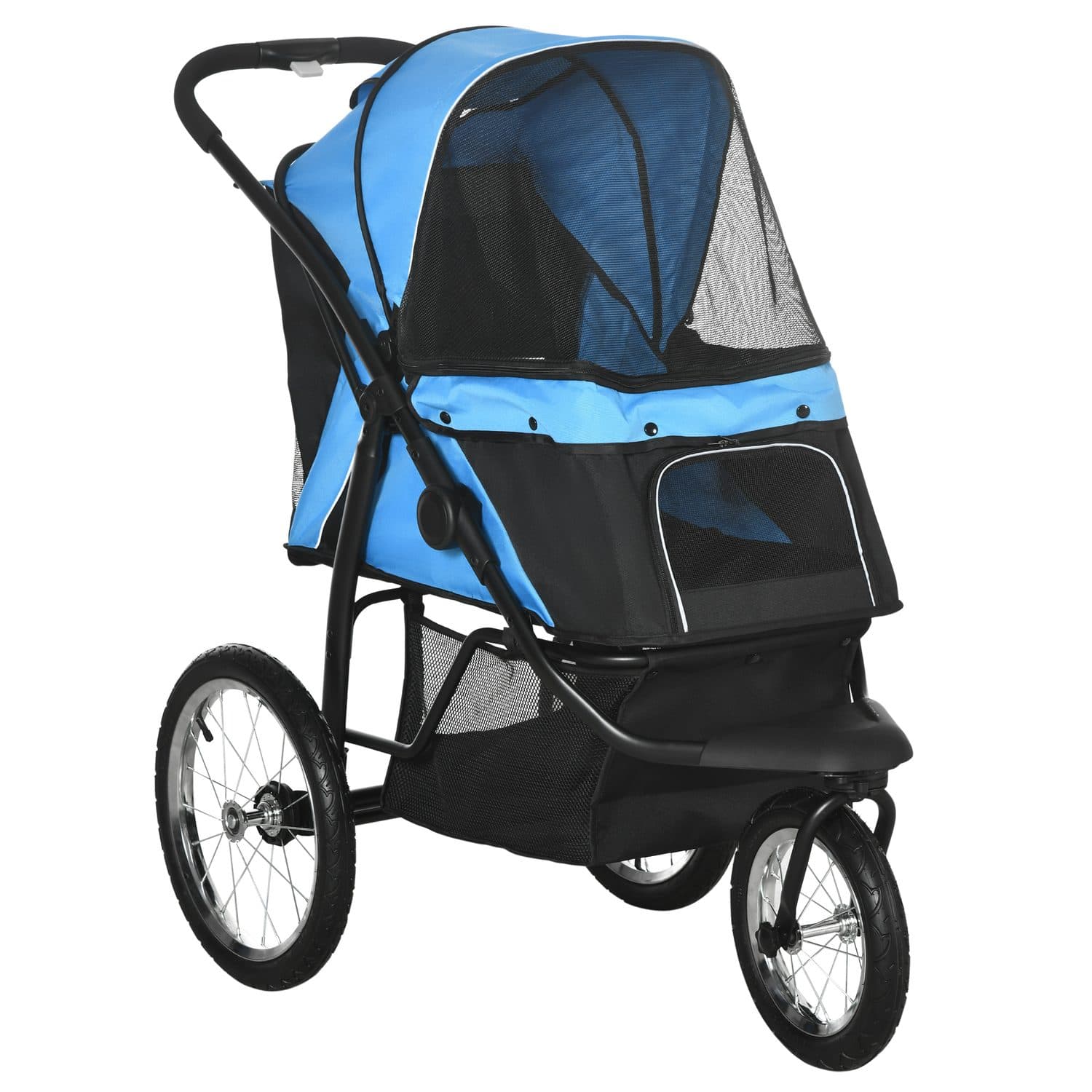 Foldable Three-Wheel Pet Stroller - Blue