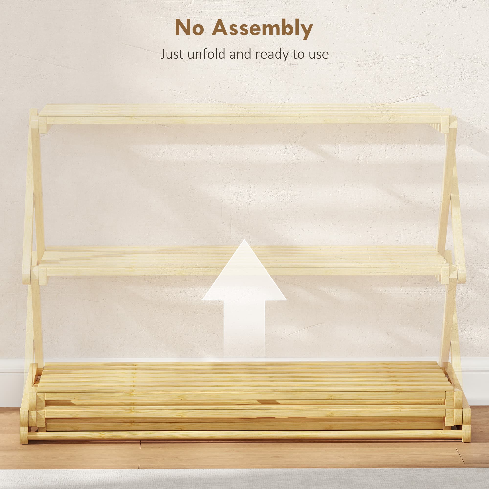 Three-Tier Folding Bamboo Shoe Rack - image 3