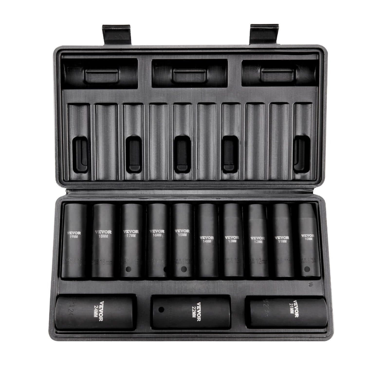 13-Piece 1/2-Inch Drive Deep Impact Socket Set, 10 to 24mm
