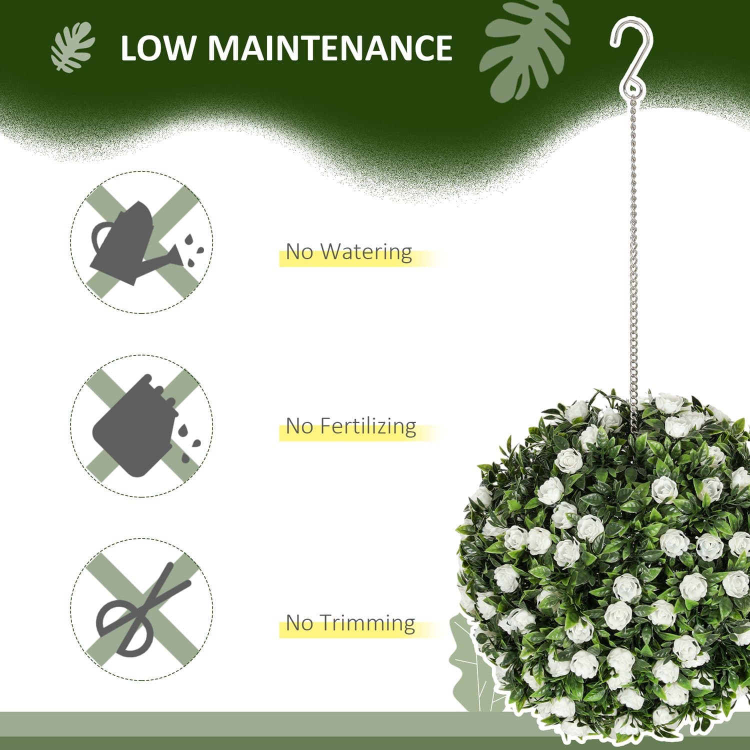 White Artificial Topiary Rose Balls for Hanging Decor - image 1