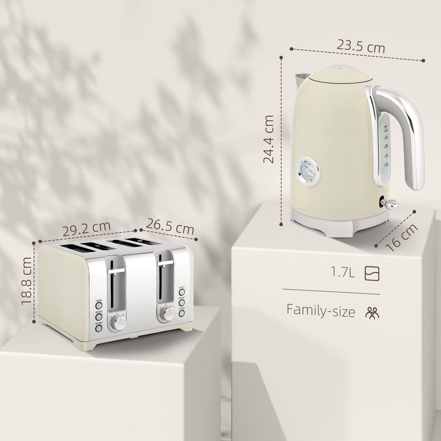 Retro Grey Kettle & 4-Slice Toaster Set - image 3