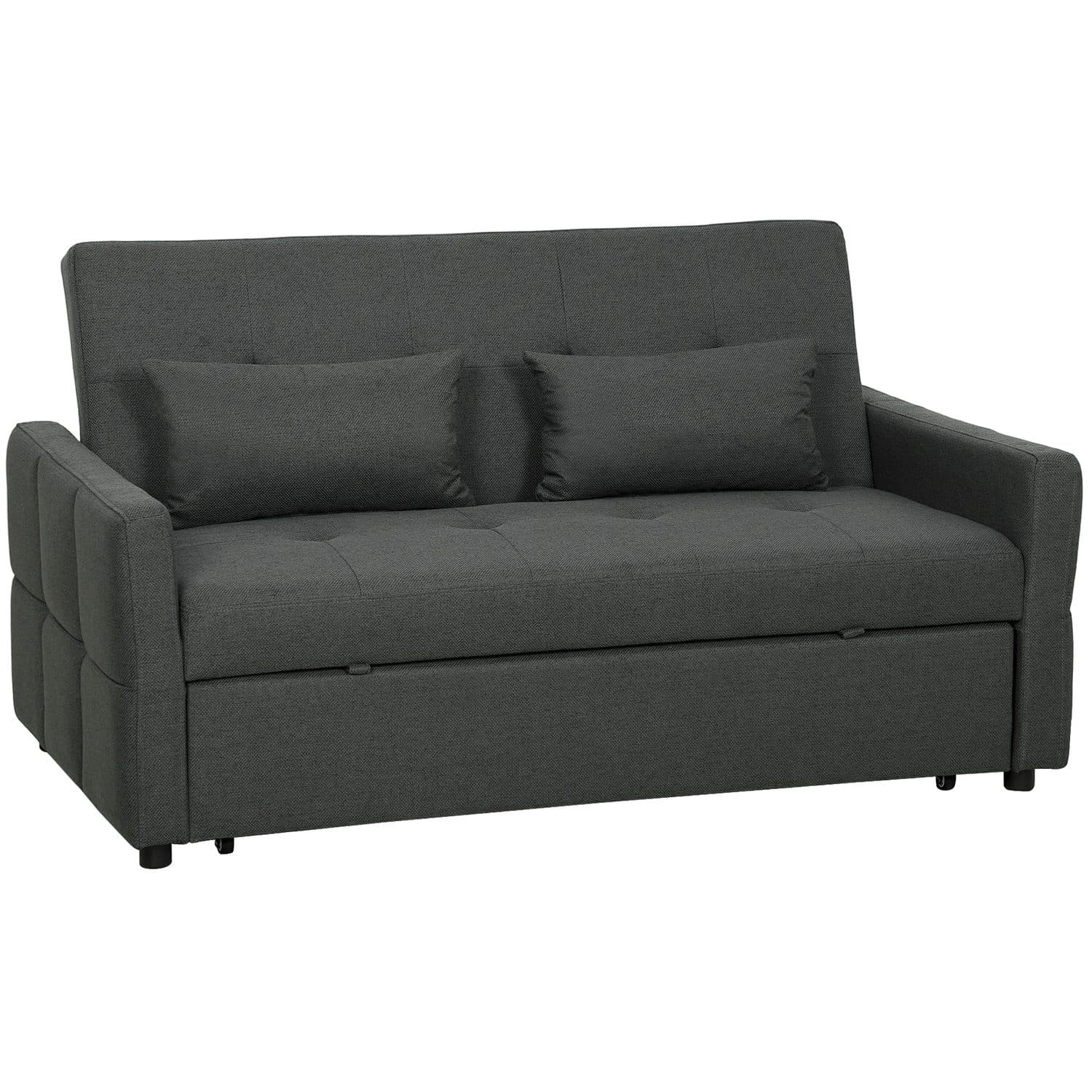 A compact charcoal sofa bed for flexible lounging - Charcoal grey
