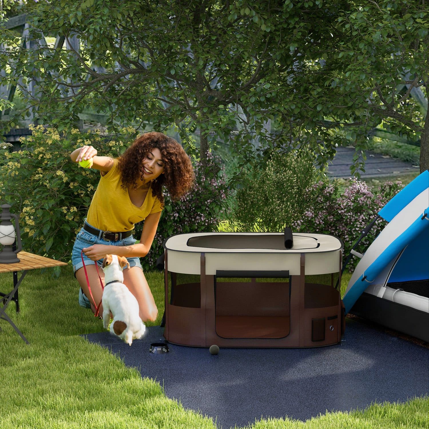 PawHut Portable Dog Playpen with Ground Stakes - image 4