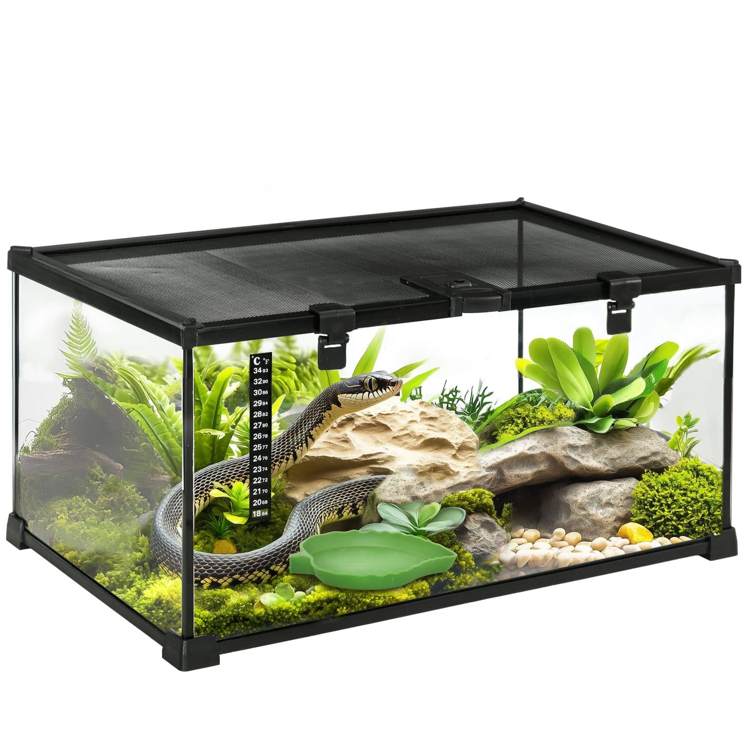 PawHut 360° Glass Reptile Terrarium with Raised Base
